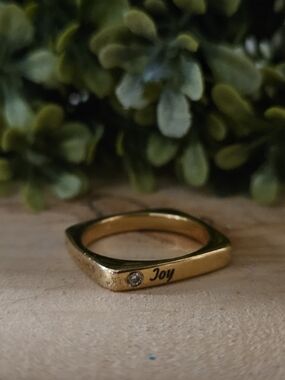 925 Silver, Gold Plated Custom "Joy" Ring With Diamond Accent